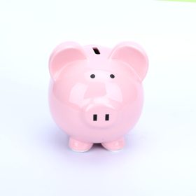 Rózsaszínű malacpersely, porcelán 15 x 14 x 11 cm