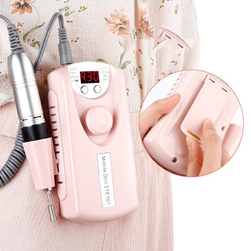 Hordozható, újratölthető Műköröm Csiszoló, Polírozó STE-101 - Rózsaszín