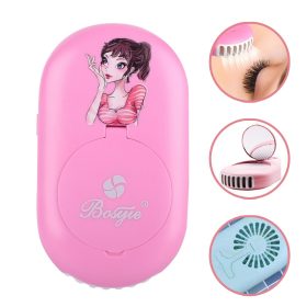   Elektromos Műszempila Ragasztó Szárító Ventilátor, Tükörrel - Rózsaszín