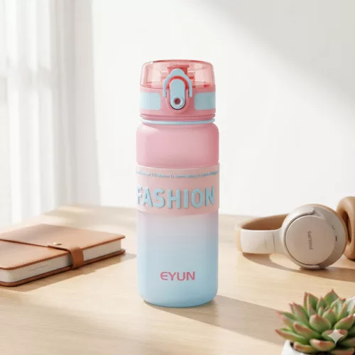 500 ml-es szívószálas sport kulacs – BPA-mentes ivópalack, rózsaszín-kék