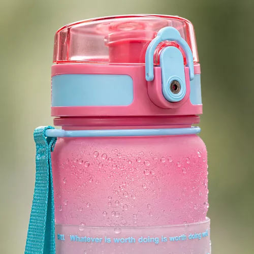 500 ml-es szívószálas sport kulacs – BPA-mentes ivópalack, rózsaszín-kék