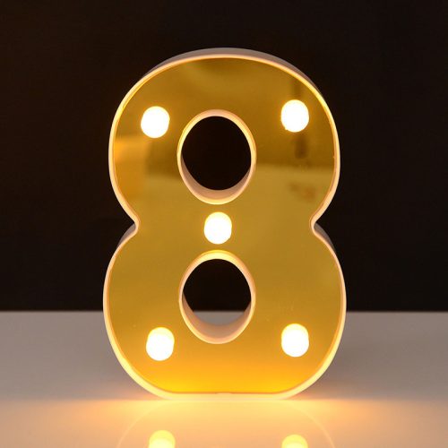 LED Dekoráció Betűk Ábécé Száma Lámpa 22 cm Arany - 8 Szám