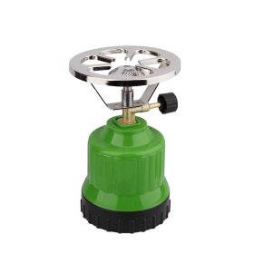  Hordozható kemping gázfőző gázszabályozó szeleppel, patron nélkül zöld