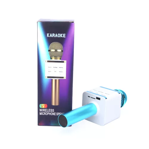 Bluetooth Karaoke Mikrofon, Beépített Hangszóróval V7 - Kék
