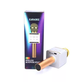   Bluetooth Karaoke Mikrofon, Beépített Hangszóróval V7 - Arany sárga