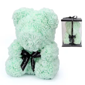 Rózsa maci 40 cm díszdobozban - Menta zöld