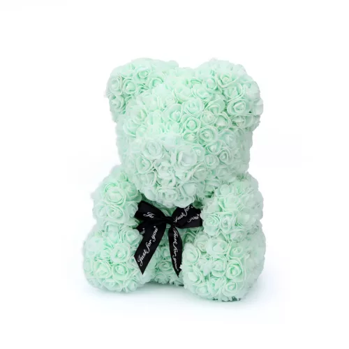 Rózsa maci 40 cm díszdobozban - Menta zöld