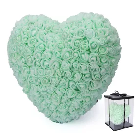 Rózsaszív díszdobozban 33 cm - Menta zöld