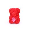 Rózsa maci 25 cm díszdobozban, piros rózsaszín virágcsokorral