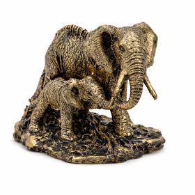   Elefánt család díszszobor 11 cm – bronz hatású lakásdekoráció