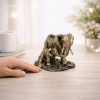Elefánt család díszszobor 11 cm – bronz hatású lakásdekoráció