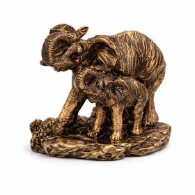   Elefánt család díszszobor 10 cm – bronz hatású dekoráció