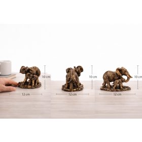   Elefánt család díszszobor 10 cm – bronz hatású dekoráció