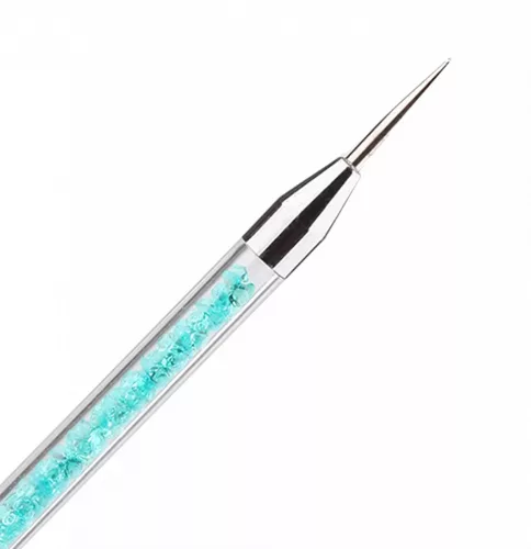  Torch kétfunkciós körömépítő ecset és tűhegyes díszítő fejjel 16,5 cm 1.0 tűhegyes TŰ+ 2# Ecset - aoi-kék színű