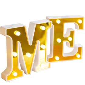   LED Dekoráció Betűk Ábécé Száma Lámpa 22 cm Arany - C ábécé