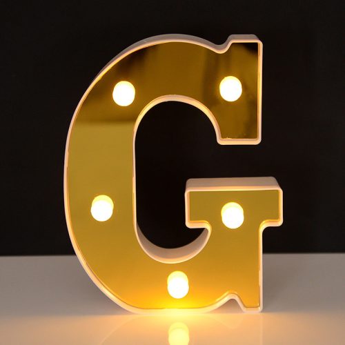 LED Dekoráció Betűk Ábécé Száma Lámpa 22 cm Arany - G ábécé
