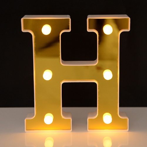 LED Dekoráció Betűk Ábécé Száma Lámpa 22 cm Arany - H ábécé