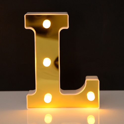 LED Dekoráció Betűk Ábécé Száma Lámpa 22 cm Arany - L ábécé