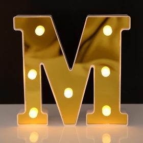   LED Dekoráció Betűk Ábécé Száma Lámpa 22 cm Arany - M ábécé