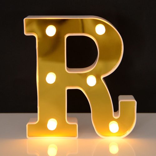 LED Dekoráció Betűk Ábécé Száma Lámpa 22 cm Arany - R ábécé