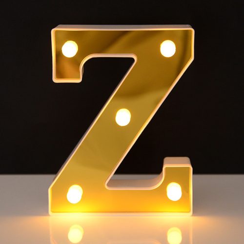 LED Dekoráció Betűk Ábécé Száma Lámpa 22 cm Arany - Z ábécé