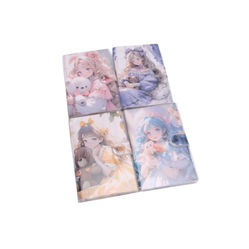 A7 vonalas napló – sárga kislányos minta, műanyag borítás, tépőzáras jegyzetfüzet