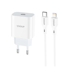   Earldom G02 PD20W hálózati töltő 1 m -es USB-C - iPhone kábellel fehér