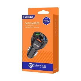 Kakusiga - szivargyújtós töltő 3 USB kimenettel - fekete