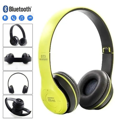 Vezeték nélküli Bluetooth fülhallgató, Bluetooth 5.0 + EDR, MP3 lejátszó, ST3 - Sárga