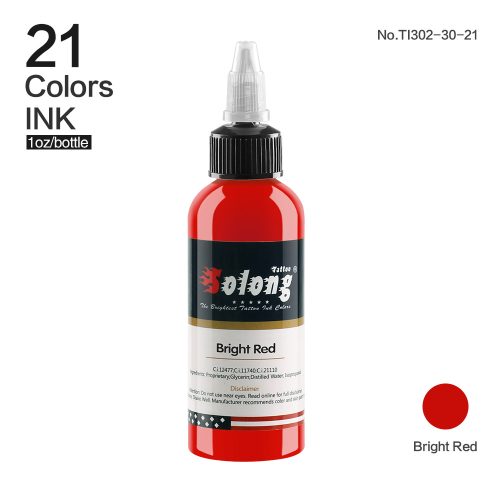 Tetováló festék 30 ml - SOLONG - TI302-30 - Bright Red / Világos piros