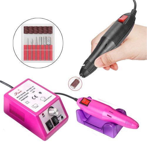 Professzionális manikűr gépkészlet, Elektromos körömfúró, Marómaró csiszoló reszelő, Gél kutikula eltávolítás, Műköröm eszközök - Pink