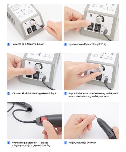 Professzionális manikűr gépkészlet, Elektromos körömfúró, Marómaró csiszoló reszelő, Gél kutikula eltávolítás, Műköröm eszközök - Pink